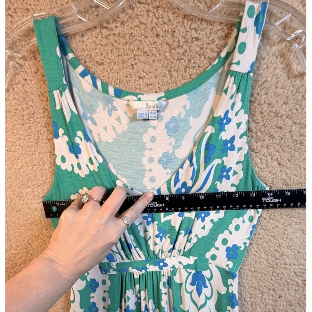 Boden Green Blue Floral Medallion Viscose Maxi Dress Sleeveless US 2R Resortwear - Picture 12 of 14